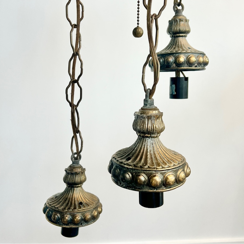 Working vintage 3-light swag chandelier | Hollywood Regency / Spanish Revival